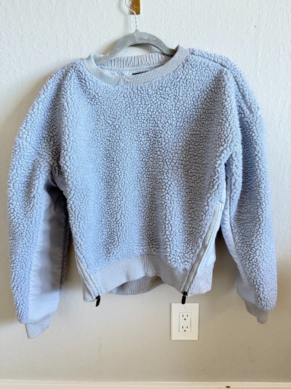 ❄️ Backcountry Baby Blue Sherpa Fleece Side-Zip Pullover – Size S